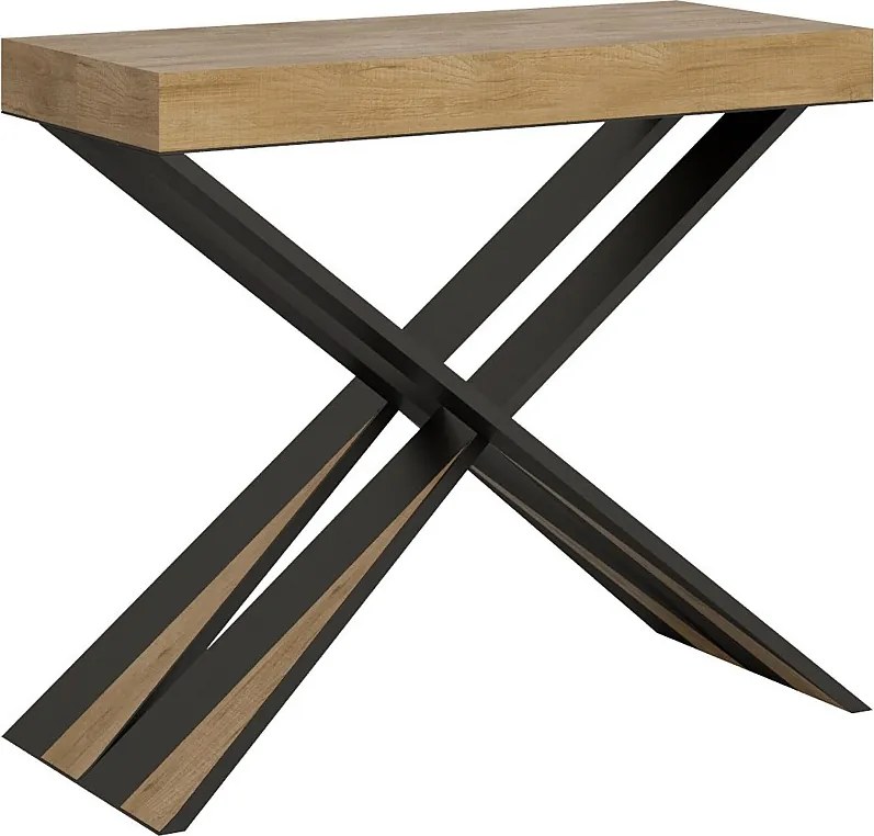 Konsola rozkładana 90x40/196 cm Diago Small Dąb naturalny rama w kolorze Antracytu