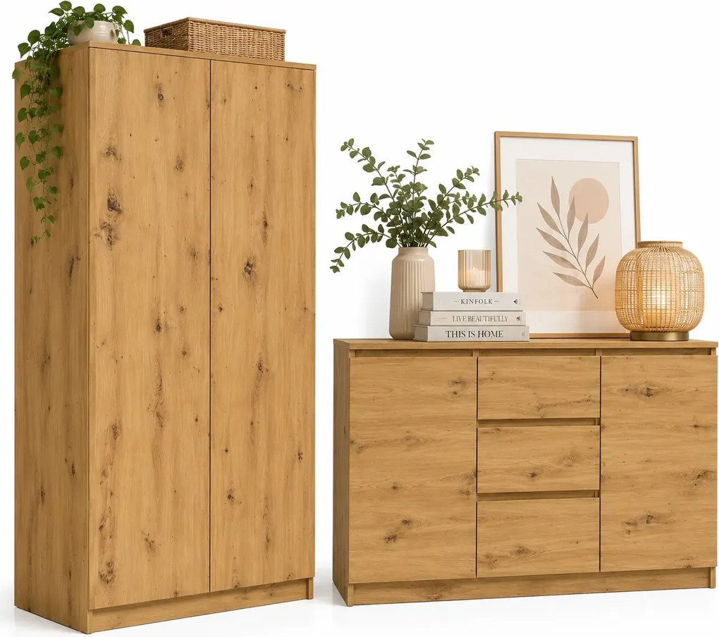 Zestaw Szafa Z Komodą Dąb Artisan Z0-Z39