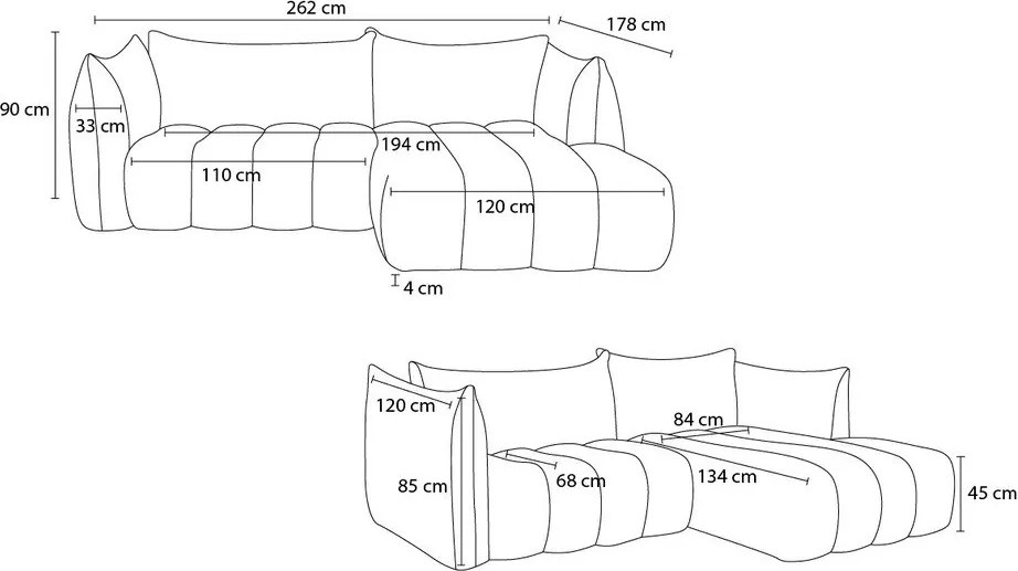 Beżowy narożnik z materiału bouclé (prawostronny/z szezlongiem) Azra – Bobochic Paris