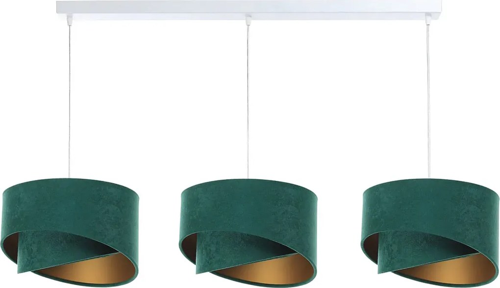 Biało-zielona lampa wisząca nad stół potrójna - S498 P3-F29