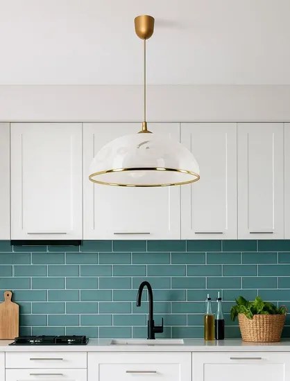 Biało Złota Lampa Wisząca Do Kuchni K6-T17