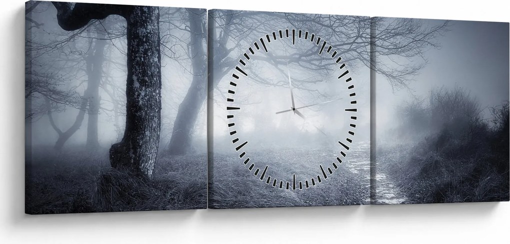 Obraz- Droga we mgle (z zegarem) (90x30 cm)
