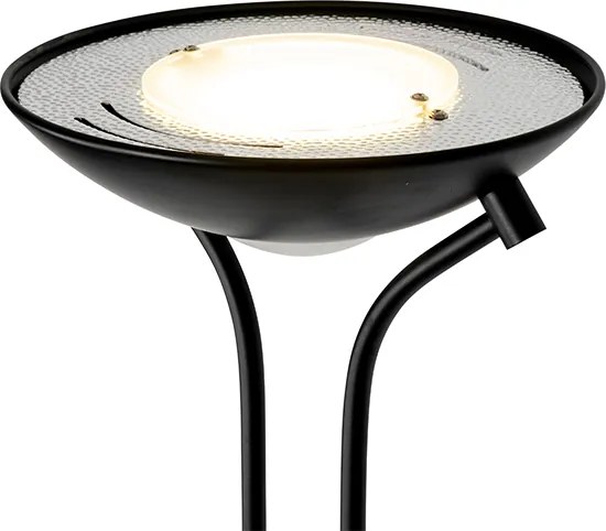 Nowoczesna lampa stojąca czarna z lampką do czytania, w tym LED z możliwością ściemniania do ciepłego światła - Diva