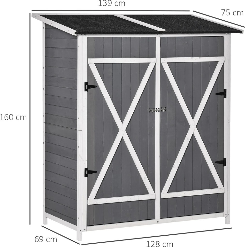 Outsunny szafka ogrodowa drewniana szopa na narzędzia z asfaltowym dachem zielono szara | Aosom PL