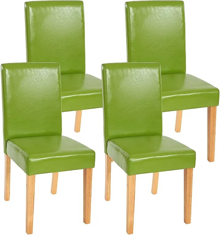 Krzesło do jadalni Littau (zestaw 4 sztuk),  imitacja skóry, zielony, jasne nogi