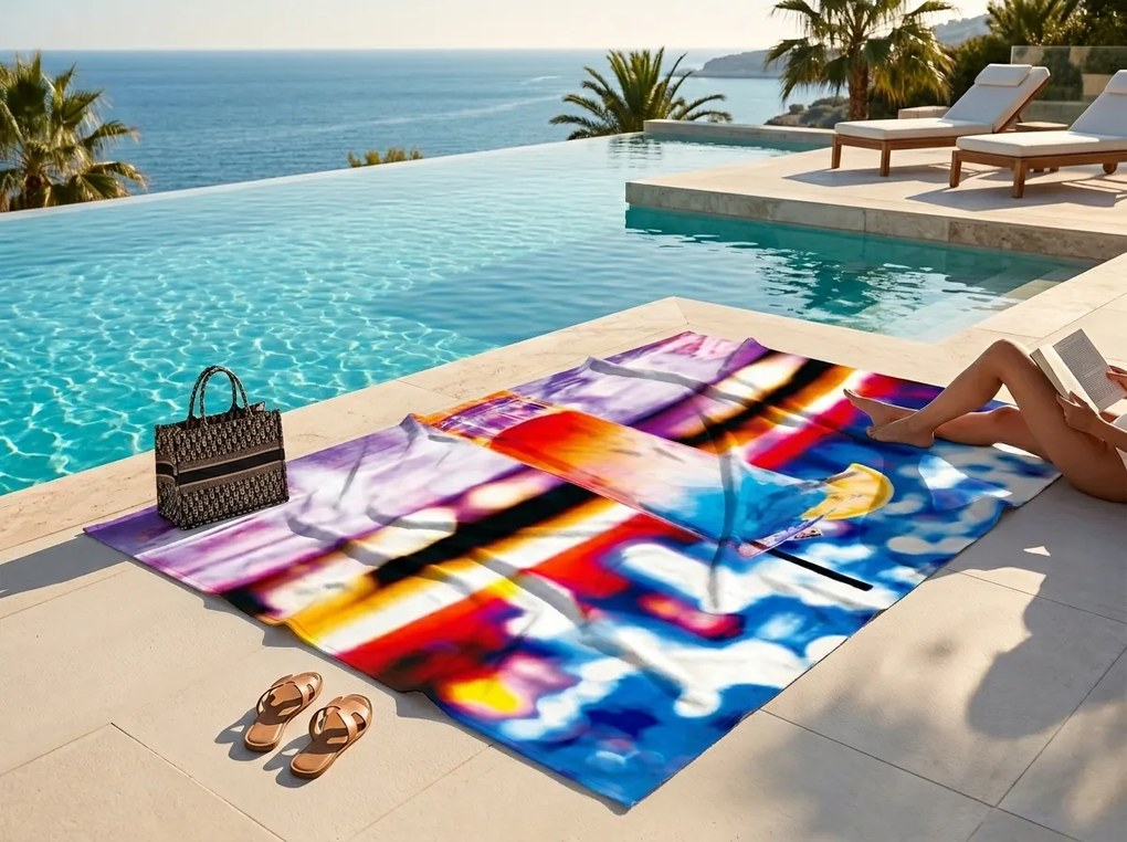 Ręcznik plażowy XXL szybkoschnący FRIZZEL kolorowy 150 x 210 cm, 100% mikrofibra