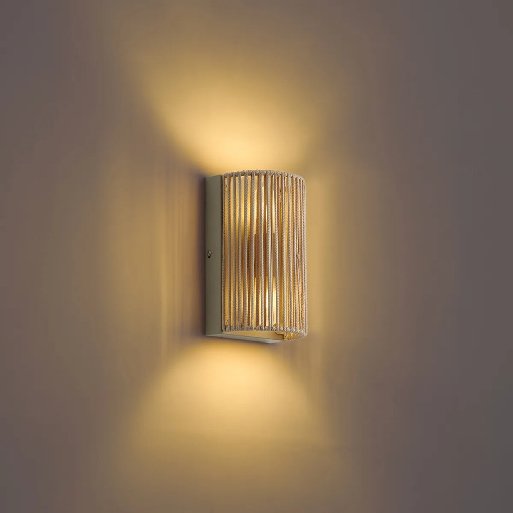 Lampa ścienna Japandi beżowa z liną IP44 - Jayla