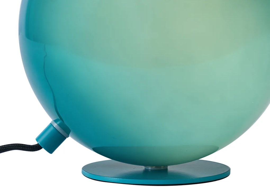 Retro lampa stołowa niebieska ze szkła - Mabel Retro Oswietlenie wewnetrzne