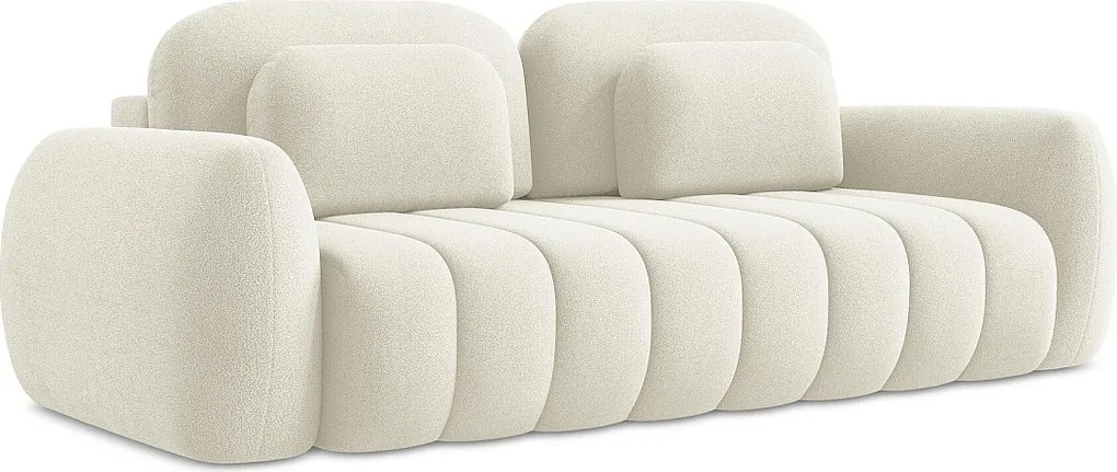 Kanapa 3-osobowa z funkcją spania - z tkaniny bouclé - jasny beż - PELE