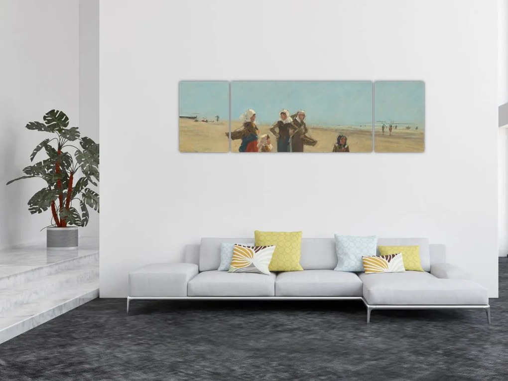 Obraz - Eugène Boudin, Women on the Beach at Berck, reprodukcje (170x50 cm)