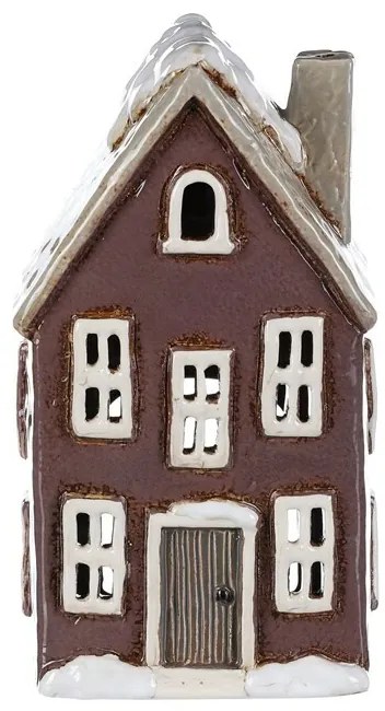 Ozdoby świąteczne Zimowy domek z kominem,ceramika, ciemnofioletowy