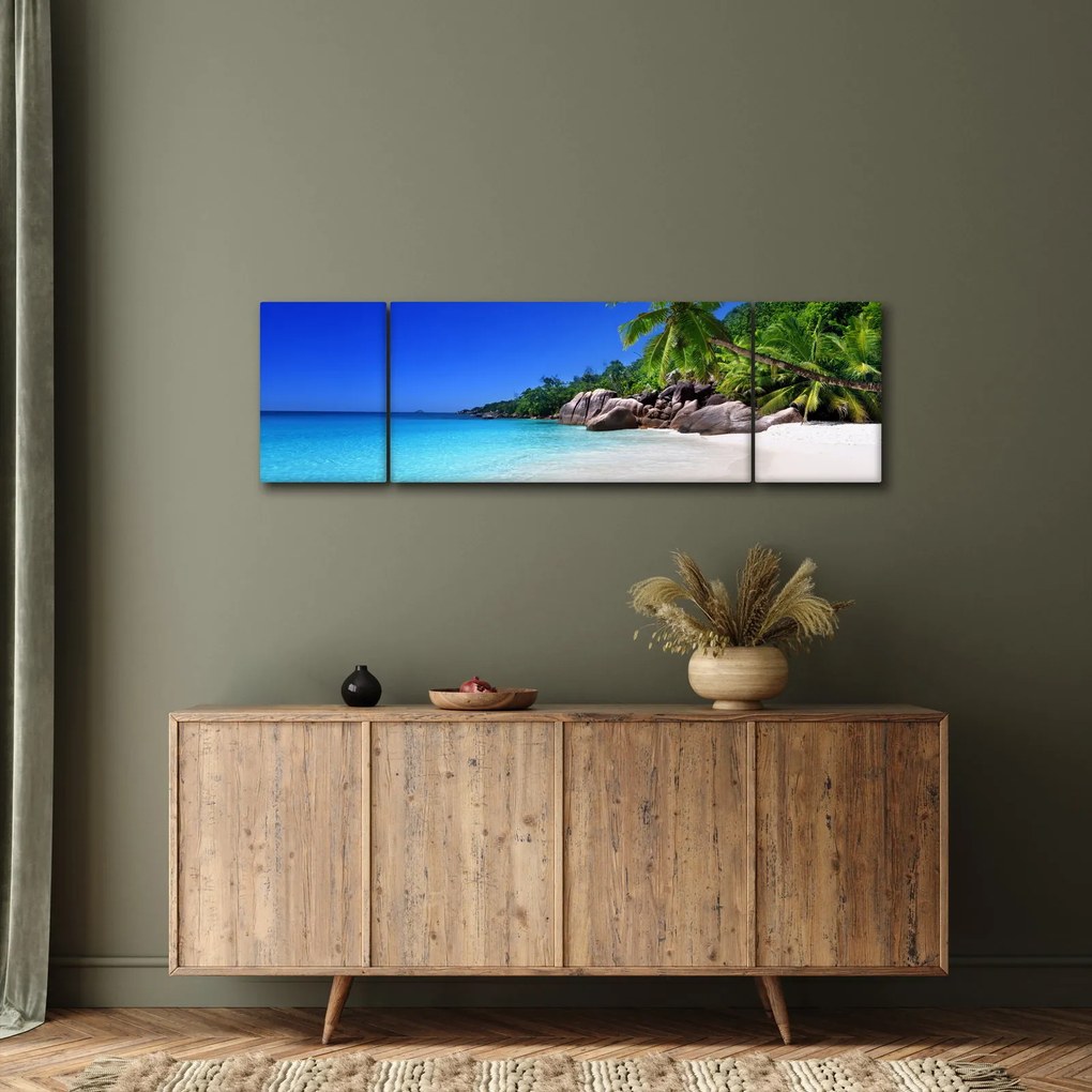 Obraz plaży na wyspie Praslin (170x50 cm)