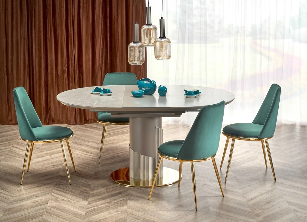 Velvetowe krzesło na złotych nogach K460