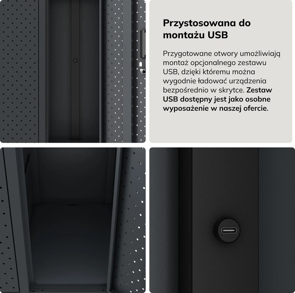 Szafka BHP ubraniowa, skrytkowa, perforowana, 10 skrytek, antracytowa, 1360x1720x450 mm: BARTEK PRO