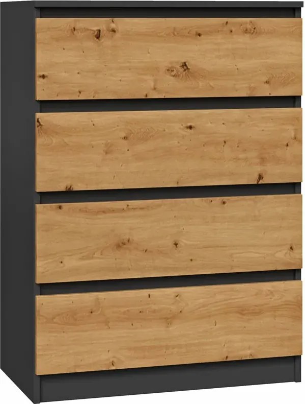 Komoda Loft Z Szufladami Antracyt + Dąb Artisan D6-G10