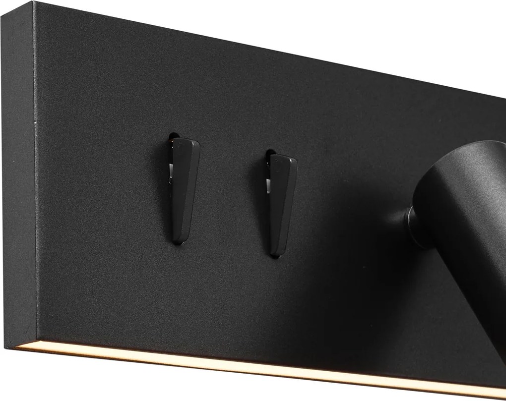 Zestaw 2 nowoczesnych lamp ściennych czarnych z regulacją i USB-C, w tym LED - Modric