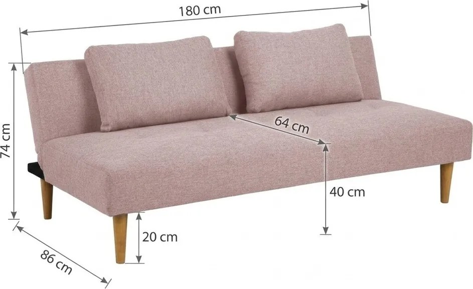 Różowa rozkładana sofa 180 cm Matylda – Bonami Essentials