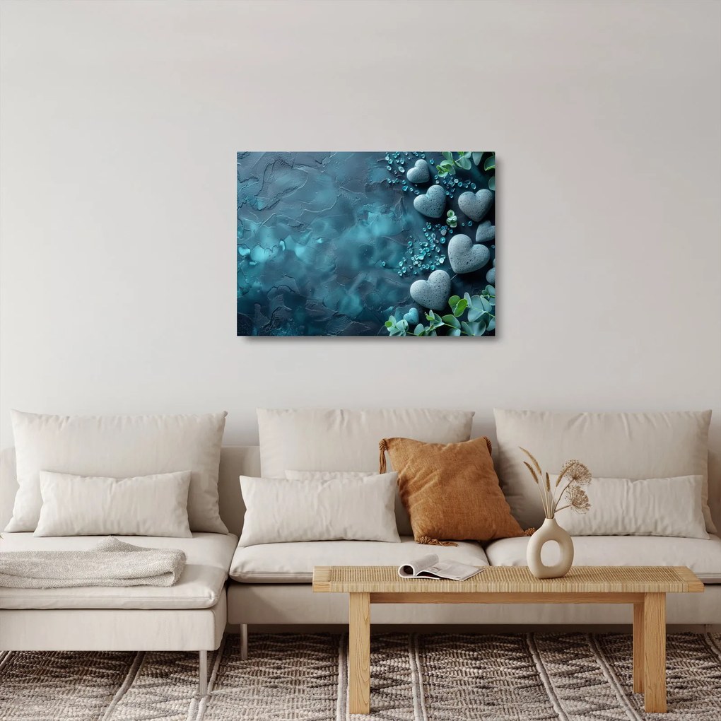 Obraz na szkle - Kamienie w kształcie serca (70x50 cm)