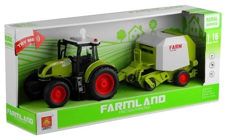 Traktor z prasą rolującą do belowania gra 37,5 cm