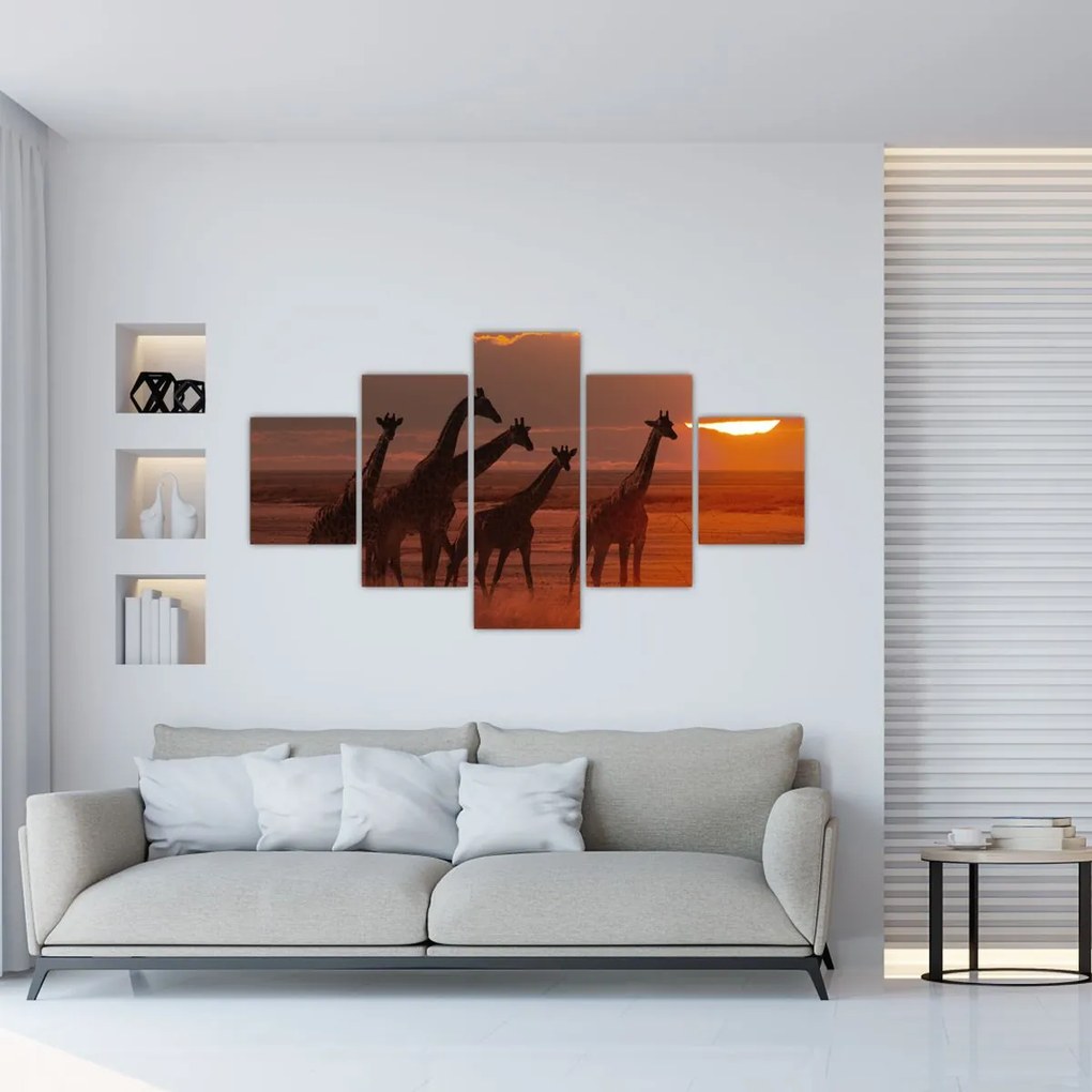 Obraz - Żyrafy na afrykańskiej sawannie (125x70 cm)