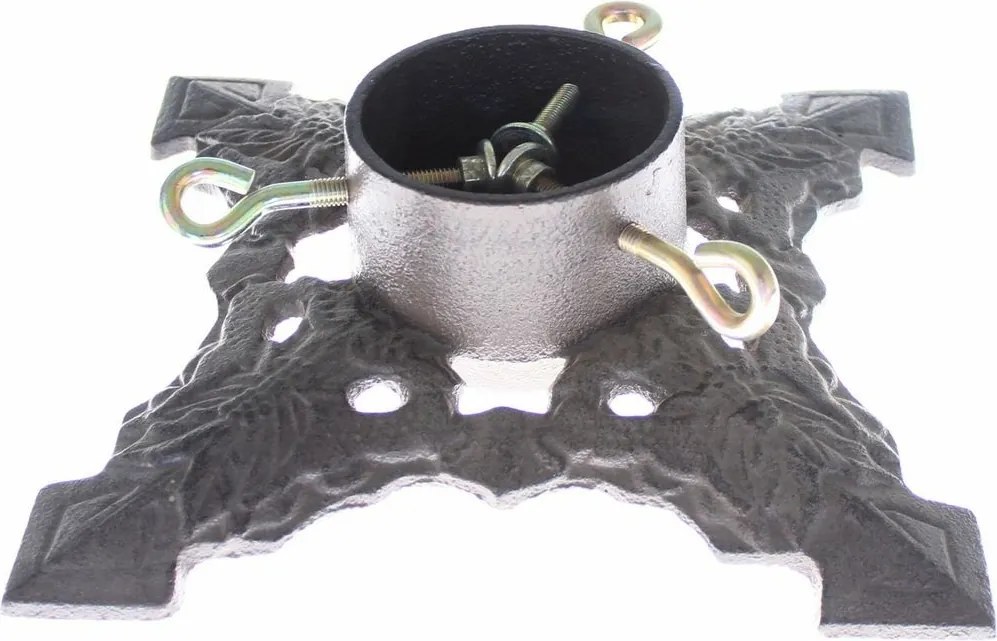 Żeliwny stojak na choinkę, brązowy, 25,5 x 7,5 x 25,5 cm