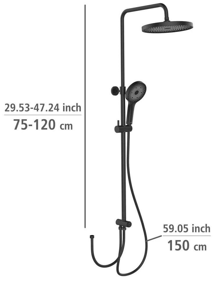 Czarny zestaw prysznicowy ze stali nierdzewnej 120 cm Soft Water – Wenko