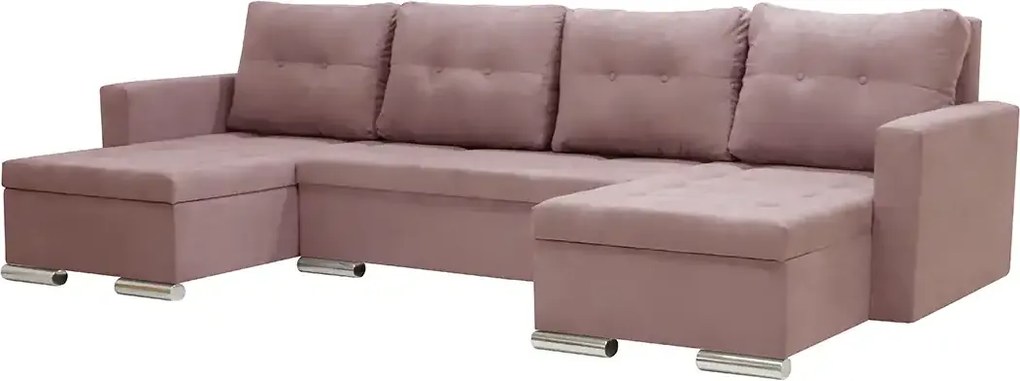 Narożnik U z funkcją spania FOLLER Różowy