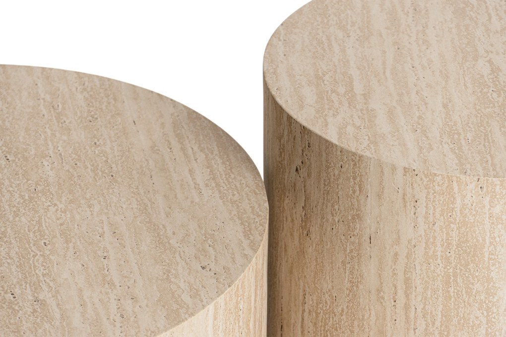 Zestaw stolików kawowych okrągłych Novula 60 i 45 cm - trawertyn