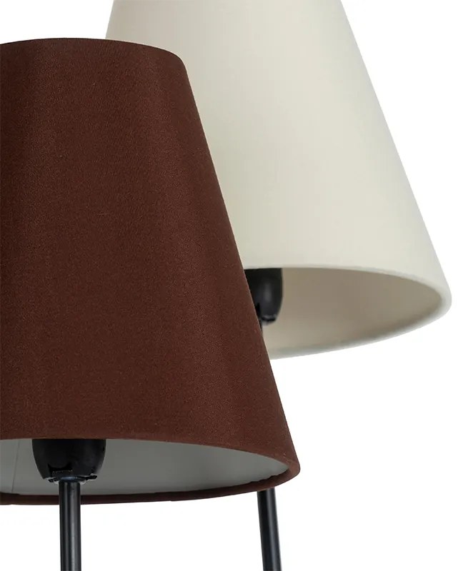 Designerska lampa podłogowa czarna z abażurami z tkaniny 5-światłowa - Melis Nowoczesny Oswietlenie wewnetrzne