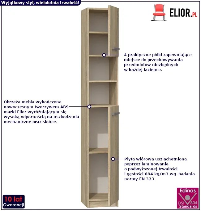 Wąska szafka łazienkowa w kolorze dąb sonoma C7-S01