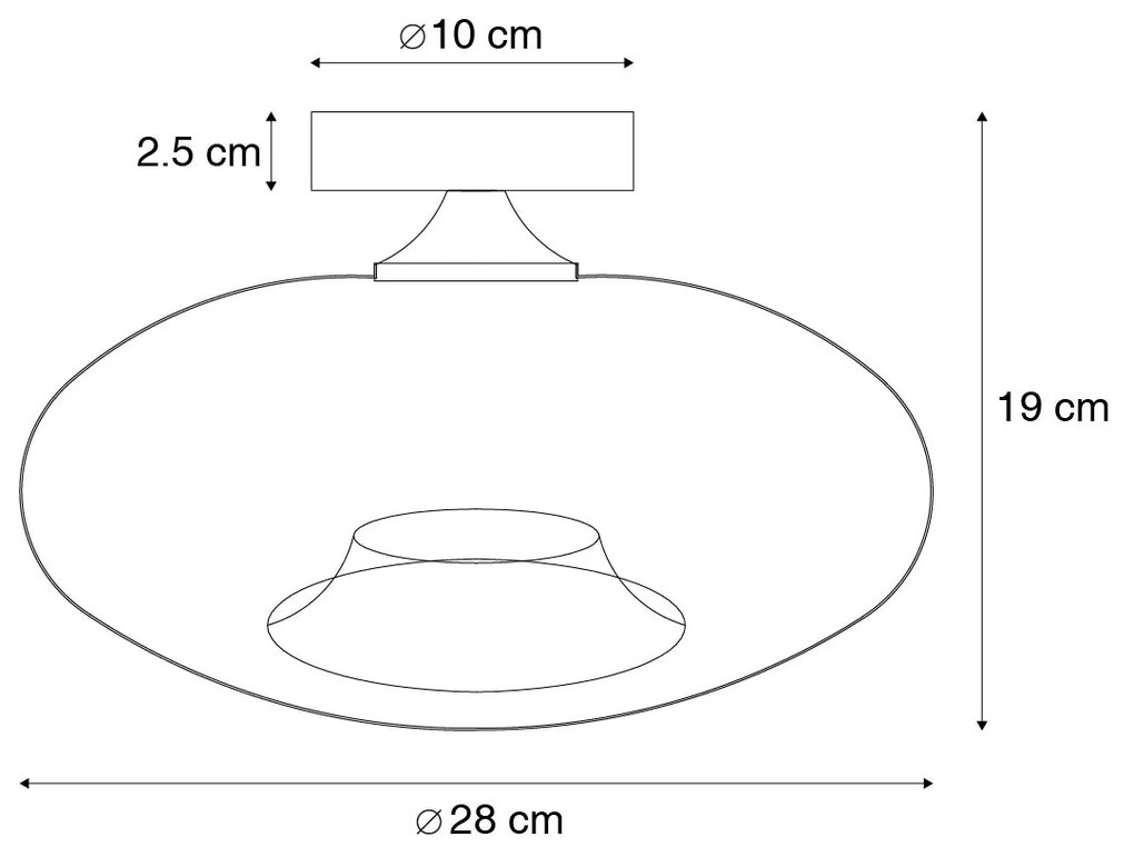 Lampa sufitowa w stylu art deco czarna z przydymionym szkłem - Busa ArtDeco Oswietlenie wewnetrzne