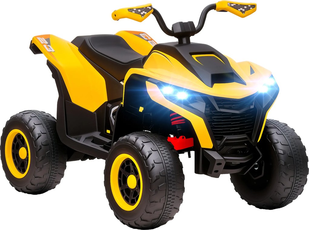 AIYAPLAY Dziecięcy Elektryczny Quad, 3-6 km/h, Reflektory LED, Muzyka, USB, dla Dzieci 3-8 Lat, Żółty