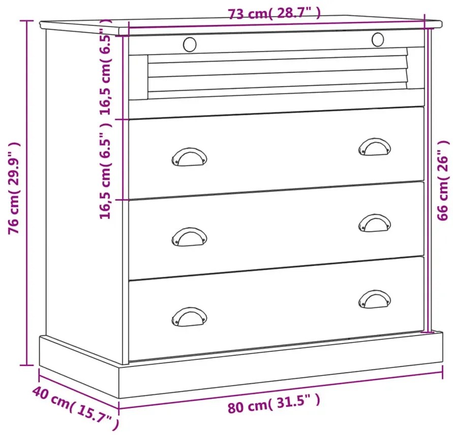 Komoda sosnowa z 4 szufladami B1-K92