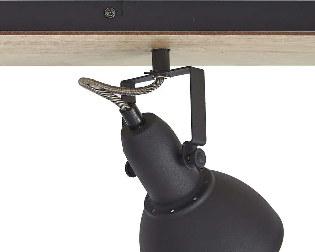 Czarny reflektor sufitowy z drewnem, 4-punktowy, obrotowy i przechylny - Jakub