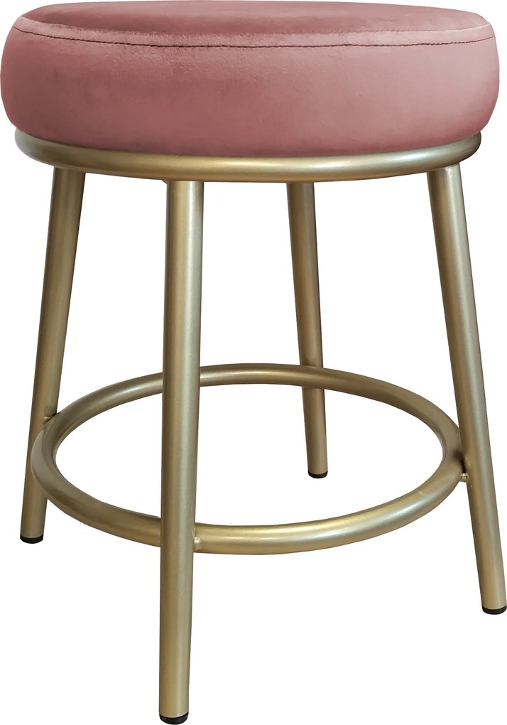 Taboret Ben tkanina Welur stelaż metalowy STOŁEK LOFT : Kolor Stelaża - Złoty, Kolor tkaniny - VELVET - MG58, Typ tkaniny - Velvet
