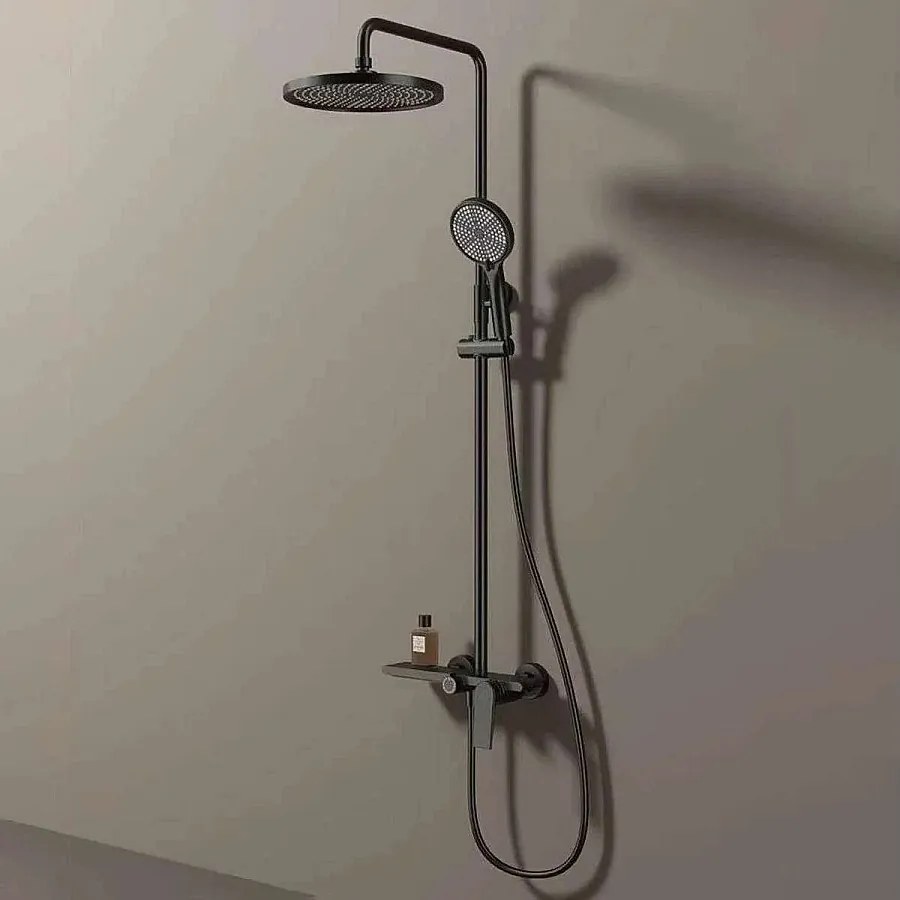 Kolumna Prysznicowa "Divine" Matowa Czarna - 3 Funkcje z Mikserem i Regulowaną Wysokością 🚿🖤