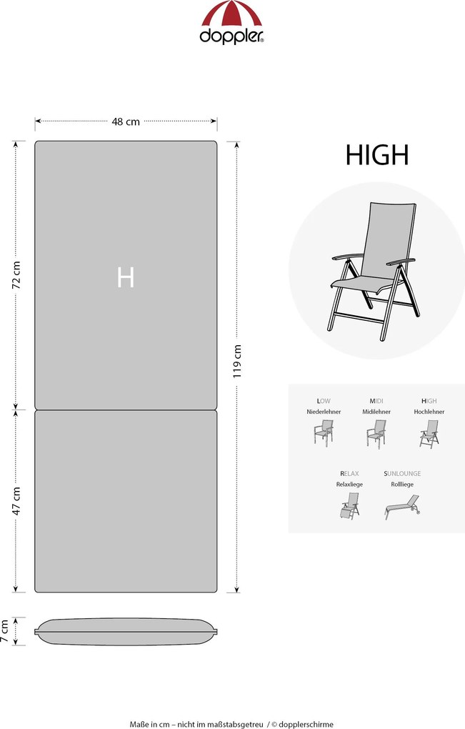 Doppler NATURE 3185 poduszka na fotel z wysokim oparciem szara