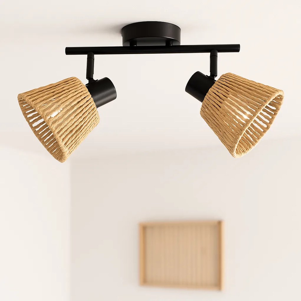 Lampy sufitowe MYHA 2 klosze z plecionego papieru, 2 x Ø 15 cm