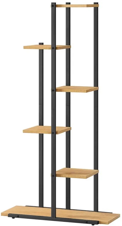 Industrialny regał kwietnik z 6 półkami dąb + czarny G0-W87