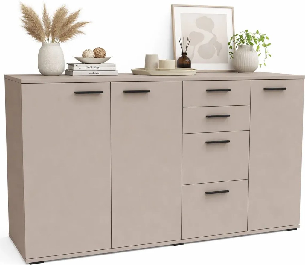 Kaszmirowa duża komoda z szufladami i półkami A3-W15