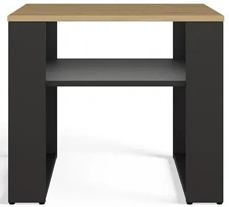 Kwadratowy stolik kawowy z lamelami dąb artisan + czarny P6-E74
