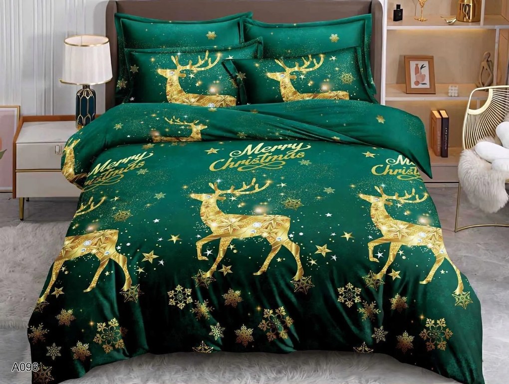 PrzytulneMieszkanie.pl PrzytulneMieszkanie.pl Pościel z mikrofibry EMERALD DEER zielona Rozmiar pościeli: 70 x 80 cm | 140 x 200 cm