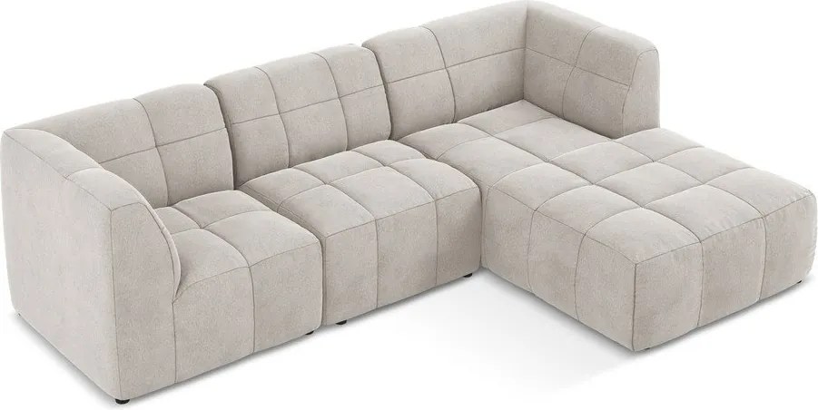 Beżowy aksamitny narożnik (prawostronny/z szezlongiem) Aloha – Makamii