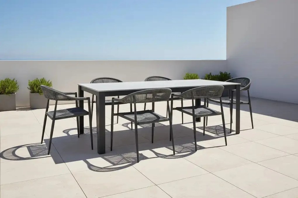 Krzesło Ogrodowe Antracyt 56x60x78 cm Plecione Ręcznie Sznurki Nowoczesne