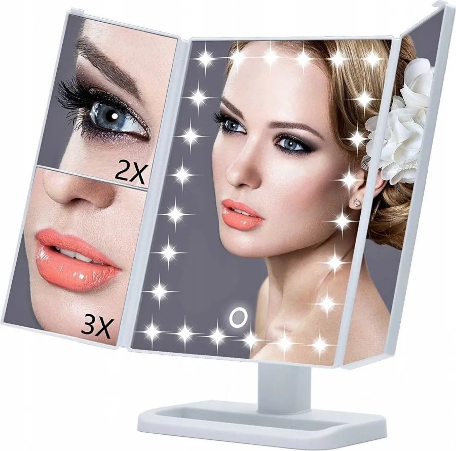 Lusterko Do MAKIJAŻU Powiększające 3X Kosmetyczne PODŚWIETLANE LED | VOLAN
