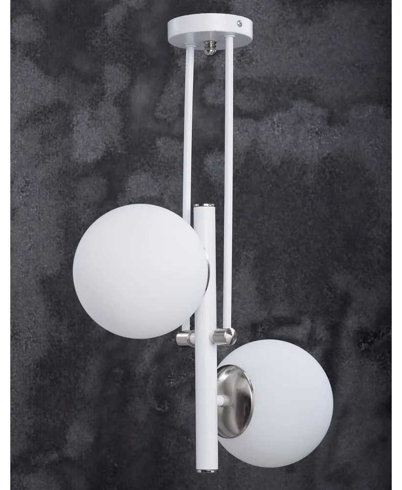 Lampa wisząca w biało-srebrnym kolorze ze szklanym kloszem ø 15 cm Libra – Squid Lighting