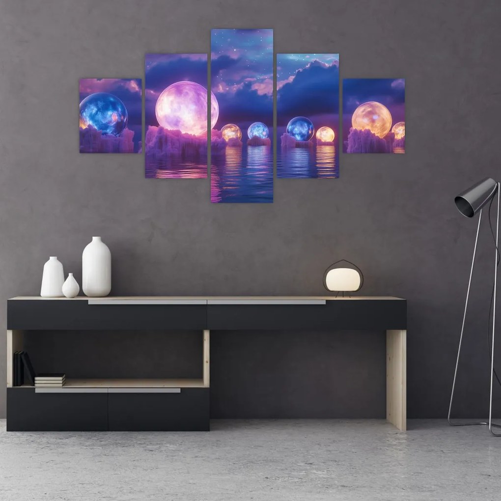 Obraz - Planety na wodzie (125x70 cm)