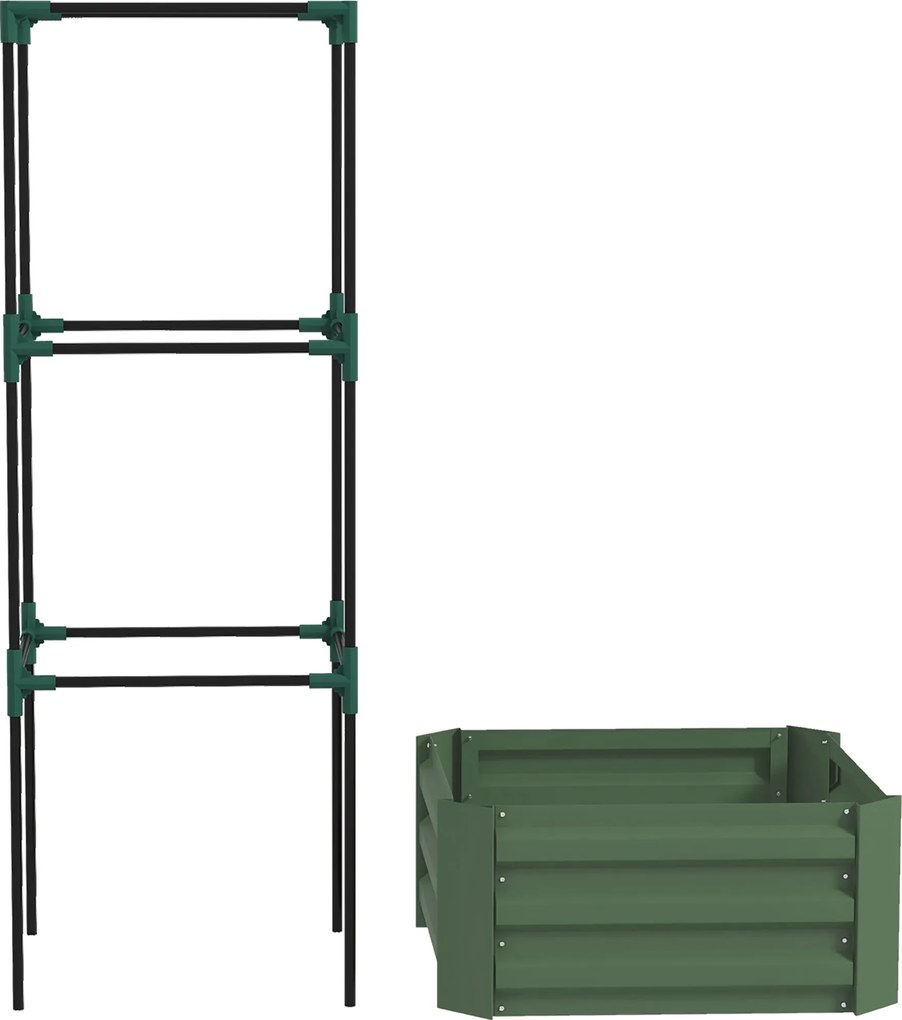 Outsunny Wysokie Łóżko Ogrodowe z Podporą do Pnączy Zielona 61x61x140cm | Aosom PL