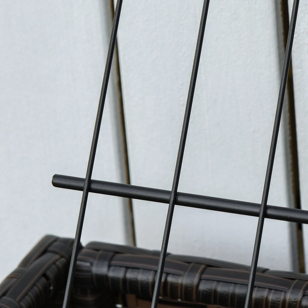 Outsunny Grządka Podwyższona Technorattan Skrzynka na Kwiaty z Półką Stabilne Nogi Brązowa 70x30x72cm | Aosom PL