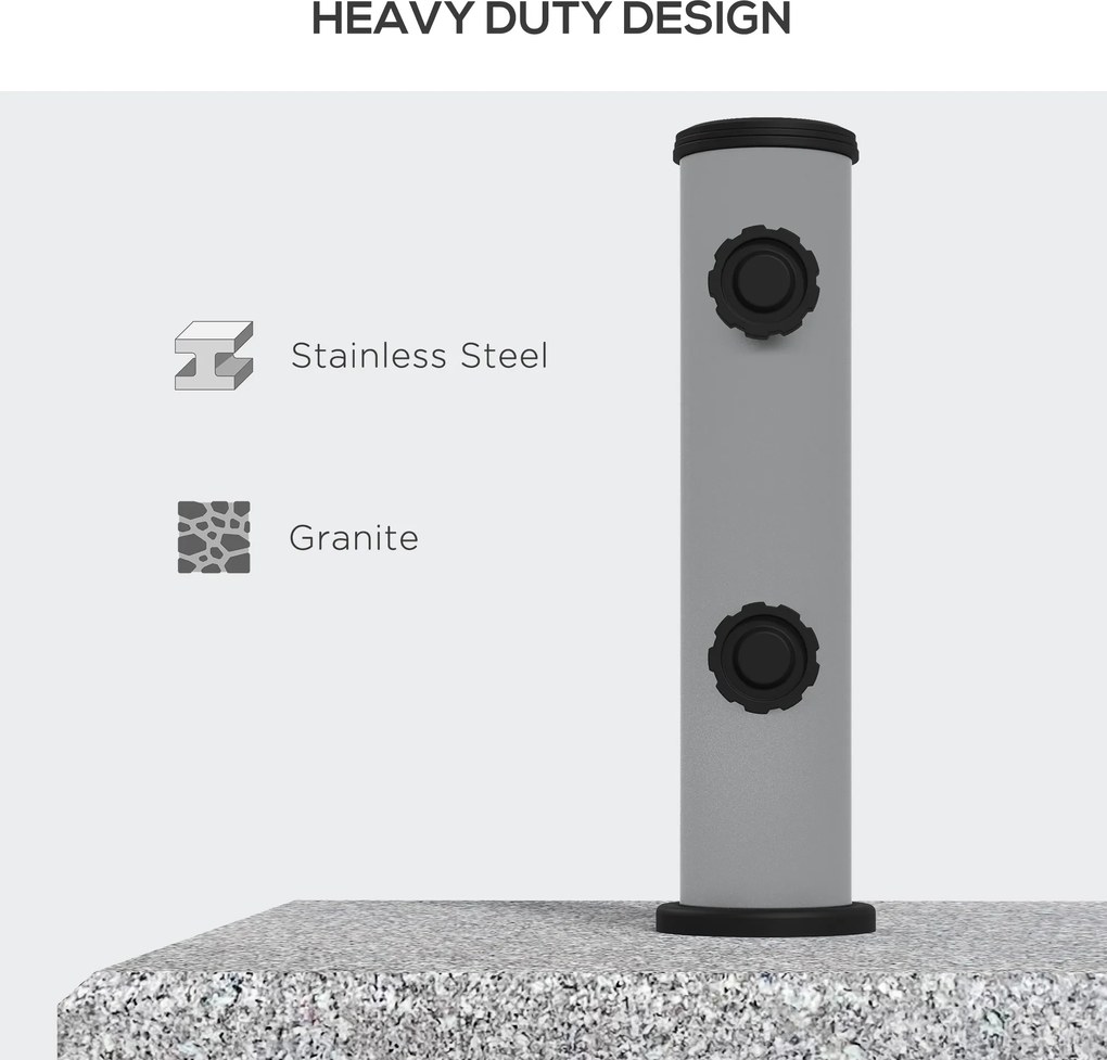 Outsunny Podstawa pod Parasol z Granitu, 28 kg, Koła, dla Masztów 32/38/48mm, Szary